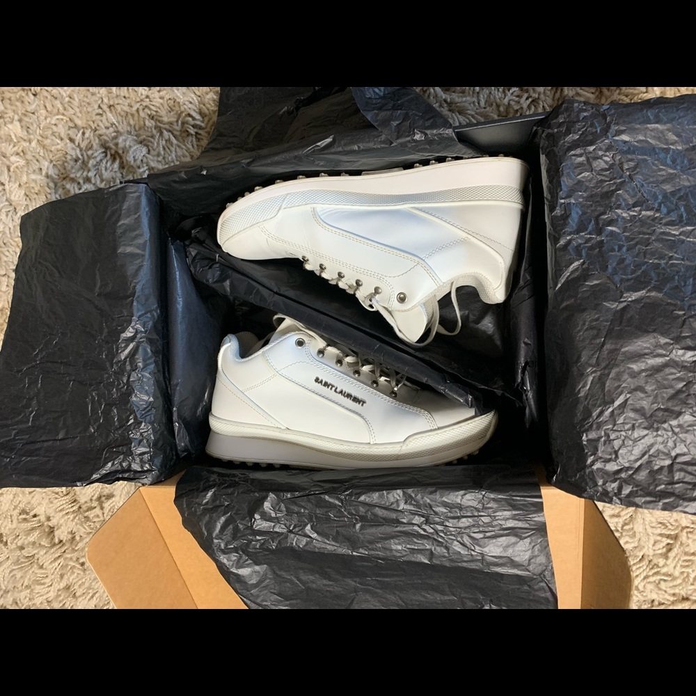 *SOLD* Saint Laurent White Jump Sneakers